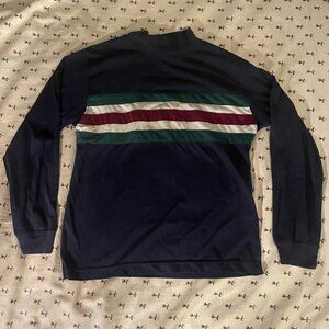 Navy Stripe Mock Neck Boxy Top Size XS